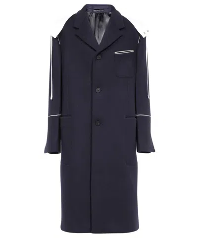 Ferragamo Wool Long Coat In Blue