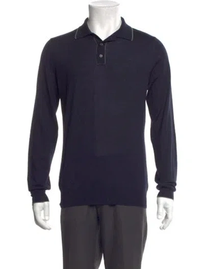 Pre-owned Ferragamo Wool Long Sleeve Shirt In Blue