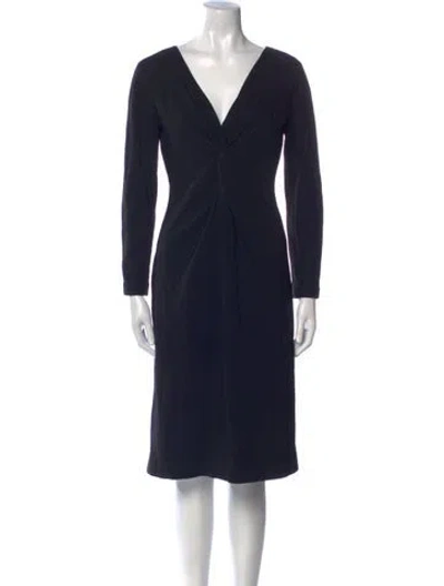 Pre-owned Ferragamo Wool Midi Length Dress In Black