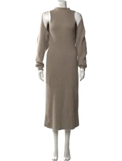 Pre-owned Ferragamo Wool Midi Length Dress In Brown