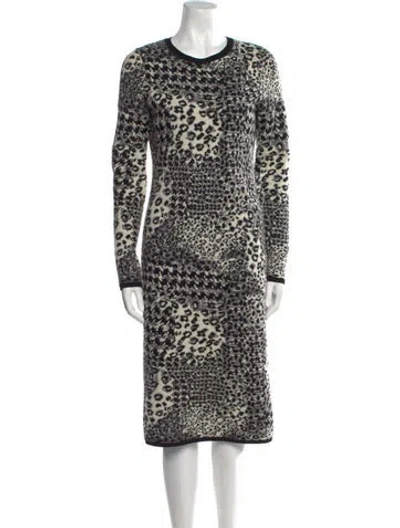 Pre-owned Ferragamo Wool Midi Length Dress In Gray