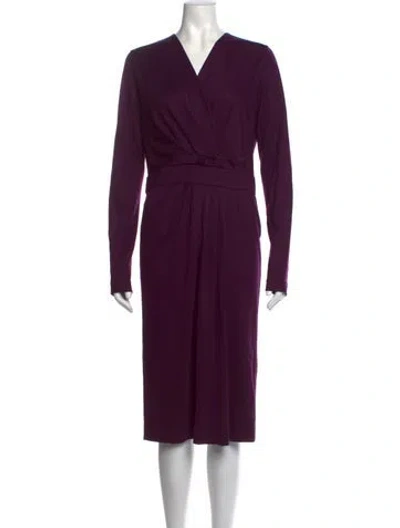 Pre-owned Ferragamo Wool Midi Length Dress In Purple