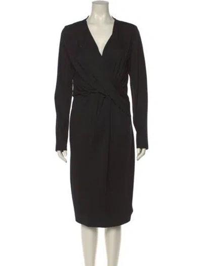 Pre-owned Ferragamo Wool Midi Length Dress W/ Tags In Black