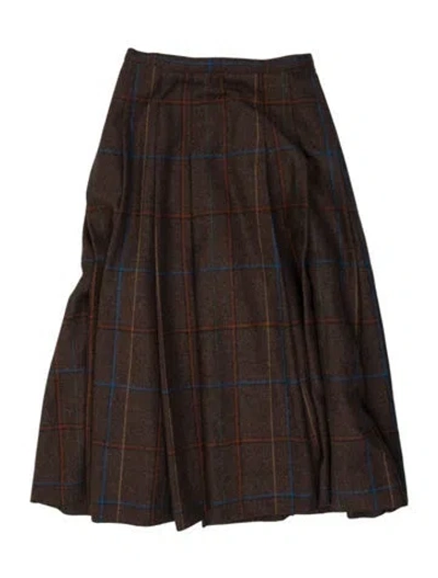Pre-owned Ferragamo Wool Midi Length Skirt In Brown