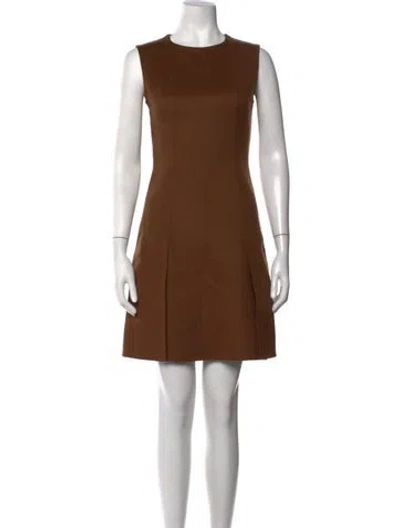Pre-owned Ferragamo Wool Mini Dress In Brown