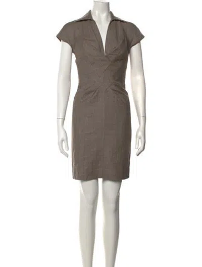 Pre-owned Ferragamo Wool Mini Dress In Brown