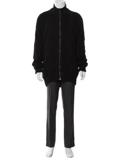 Pre-owned Ferragamo Wool Mock Neck Cardigan In Black