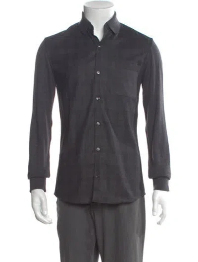 Pre-owned Ferragamo Wool Mock Neck Cardigan In Gray
