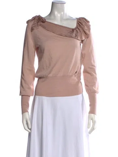 Pre-owned Ferragamo Wool Off-the-shoulder Sweater In Pink