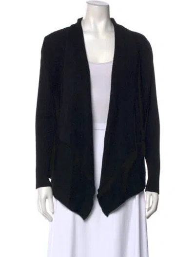 Pre-owned Ferragamo Wool Open Front Sweater In Black