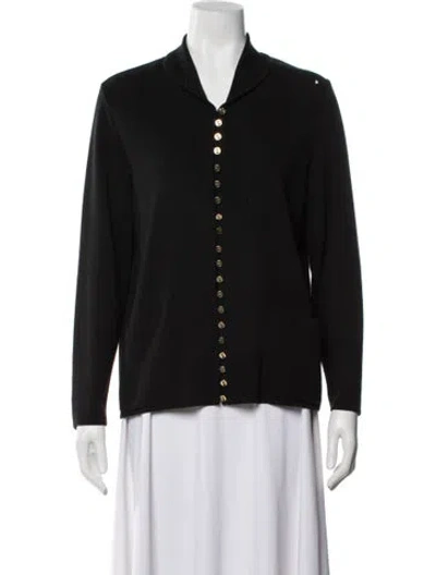 Pre-owned Ferragamo Wool Open Front Sweater In Black