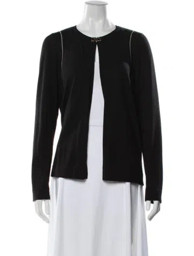 Pre-owned Ferragamo Wool Open Front Sweater In Black