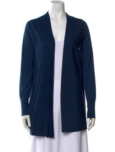 Pre-owned Ferragamo Wool Open Front Sweater In Blue