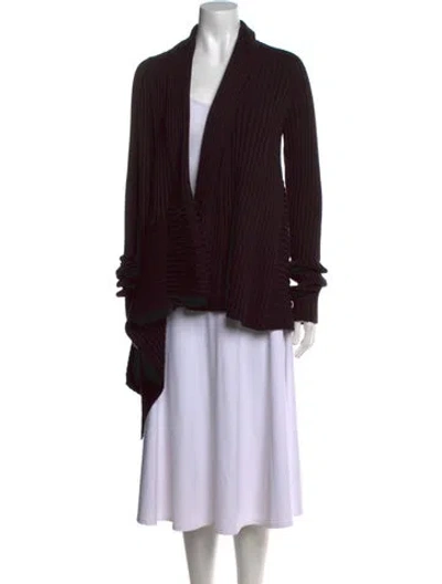 Pre-owned Ferragamo Wool Open Front Sweater In Brown