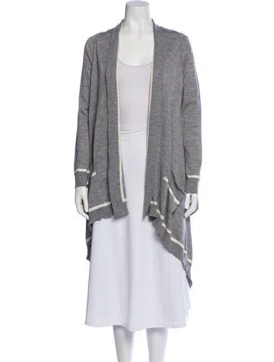 Pre-owned Ferragamo Wool Open Front Sweater In Gray