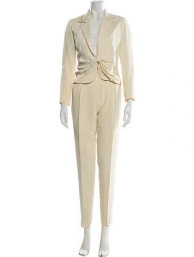 Pre-owned Ferragamo Wool Pantsuit In Neutral