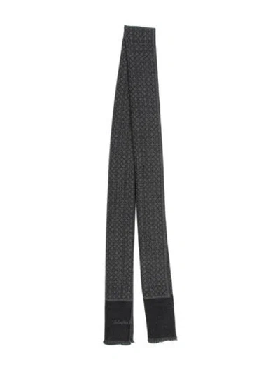 Pre-owned Ferragamo Wool Patterned Scarf In Grey
