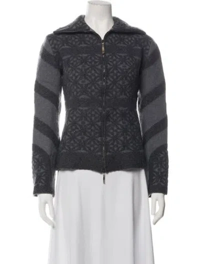 Pre-owned Ferragamo Wool Patterned Sweater In Black