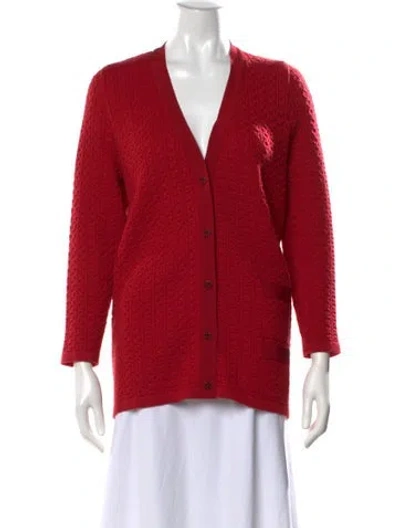 Pre-owned Ferragamo Wool Patterned Sweater In Red