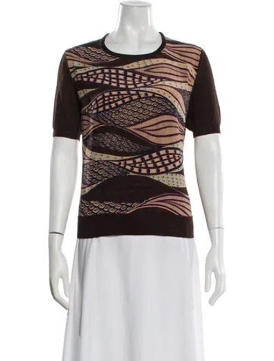 Pre-owned Ferragamo Wool Patterned Top In Brown