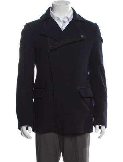 Pre-owned Ferragamo Wool Peacoat In Blue
