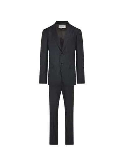 Ferragamo Wool Pinstripe Suit In Blue