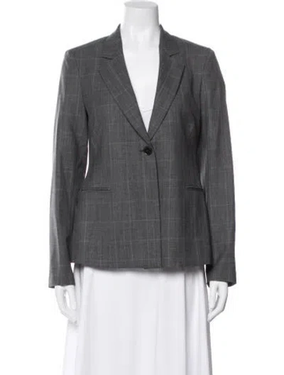 Pre-owned Ferragamo Wool Plaid Print Blazer In Gray