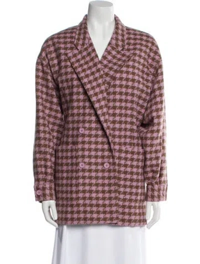 Pre-owned Ferragamo Wool Plaid Print Blazer In Purple