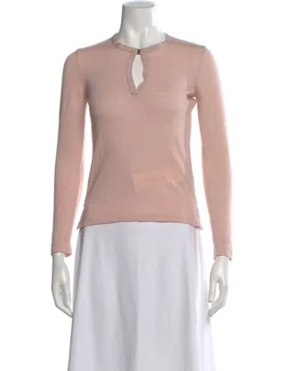 Pre-owned Ferragamo Wool Plunge Neckline Top In Pink
