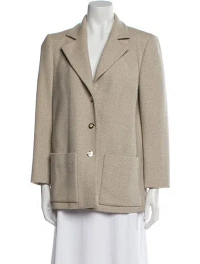 Pre-owned Ferragamo Wool Printed Blazer In Neutral