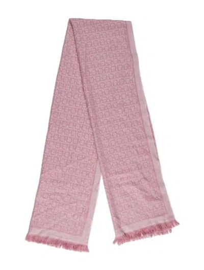 Pre-owned Ferragamo Wool Printed Scarf In Pink
