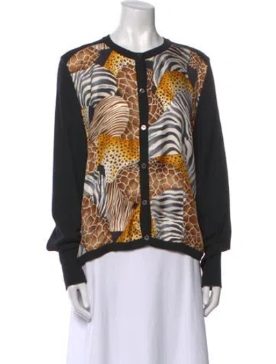 Pre-owned Ferragamo Wool Printed Sweater In Black