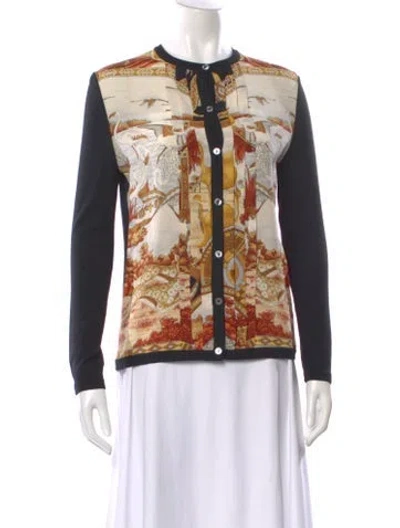 Pre-owned Ferragamo Wool Printed Sweater In Black