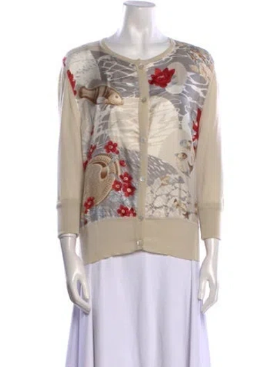 Pre-owned Ferragamo Wool Printed Sweater In Neutral