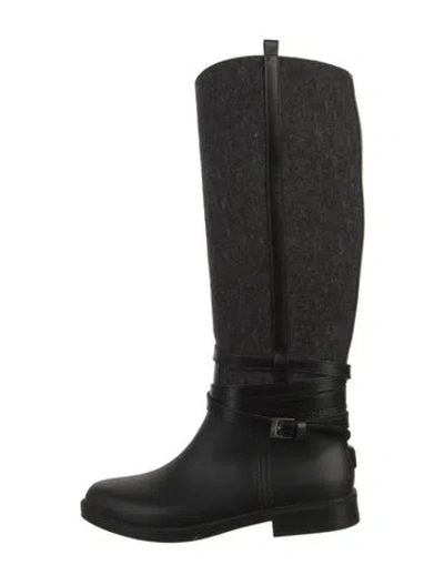 Pre-owned Ferragamo Wool Riding Boots In Black