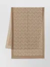 Ferragamo Wool Scarf With Frayed Edges And Geometric Pattern In Brown