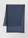 Ferragamo Wool Scarf With Fringed Edges And Geometric Pattern In Blue