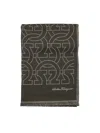 Ferragamo Wool Scarf With Gancini Logo In Musk
