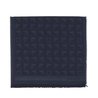 Ferragamo Wool Scarf With Subtle Jacquard Pattern In Metallic