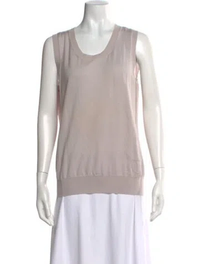 Pre-owned Ferragamo Wool Scoop Neck Top In Neutral