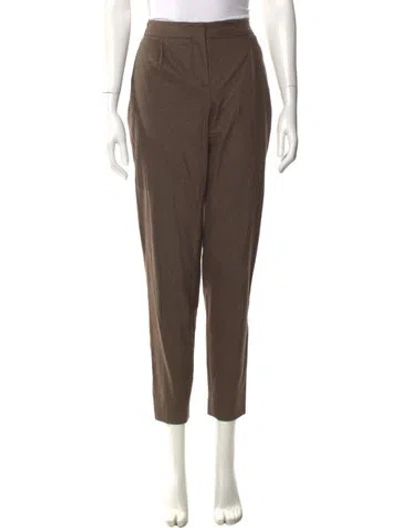 Pre-owned Ferragamo Wool Skinny Leg Pants In Brown