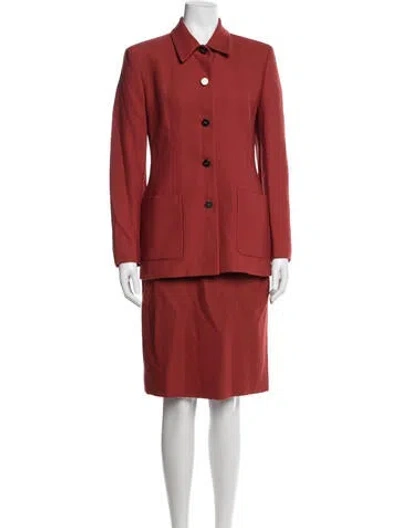 Pre-owned Ferragamo Wool Skirt Set In Red