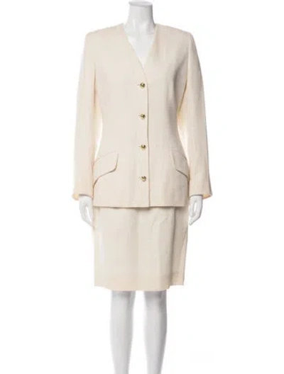 Pre-owned Ferragamo Wool Skirt Suit In Neutrals
