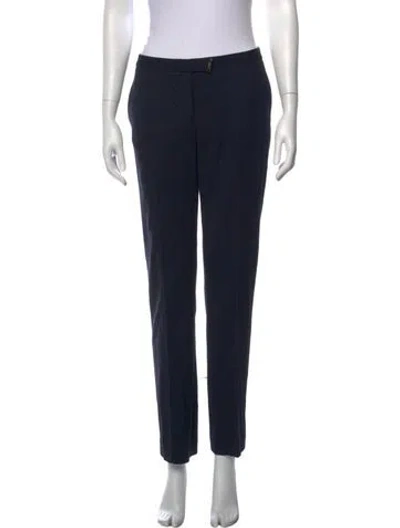 Pre-owned Ferragamo Wool Straight Leg Pants In Blue