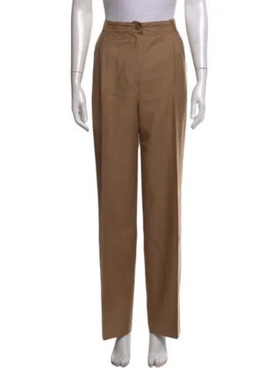 Pre-owned Ferragamo Wool Straight Leg Pants In Brown