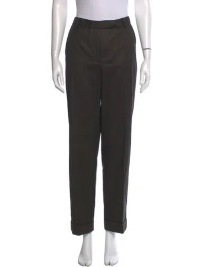 Pre-owned Ferragamo Wool Straight Leg Pants In Gray