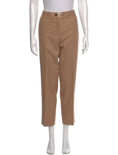 Pre-owned Ferragamo Wool Straight Leg Pants In Neutral