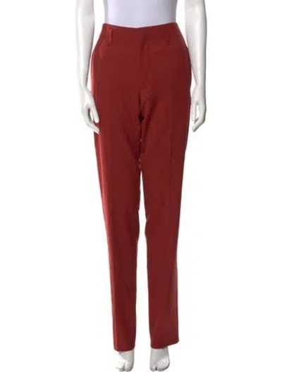 Pre-owned Ferragamo Wool Straight Leg Pants In Red