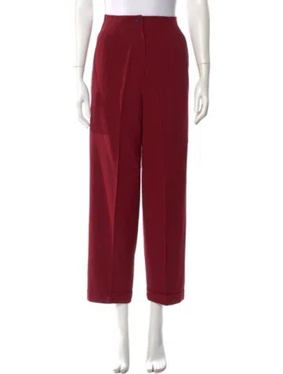 Pre-owned Ferragamo Wool Straight Leg Pants In Red