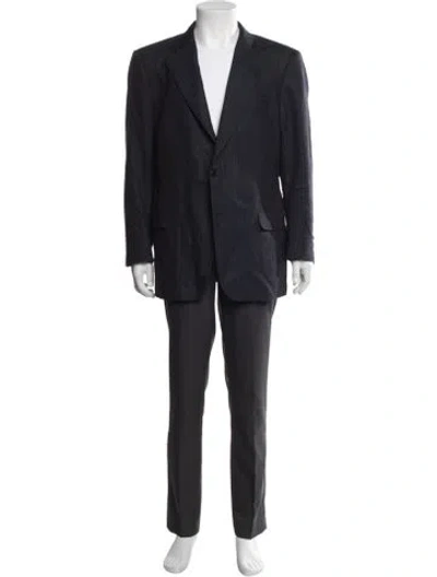 Pre-owned Ferragamo Wool Striped Blazer In Blue